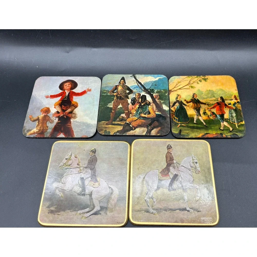 Vintage Set of 17 Coasters w Murillo, El Greco, Goya, Pick Paintings